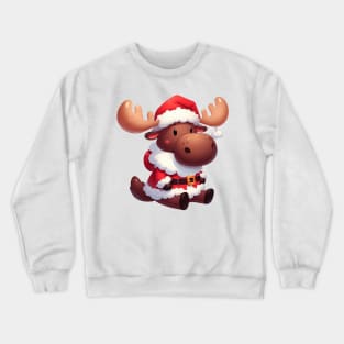 Cute Moose Santa Claus Illustration Crewneck Sweatshirt